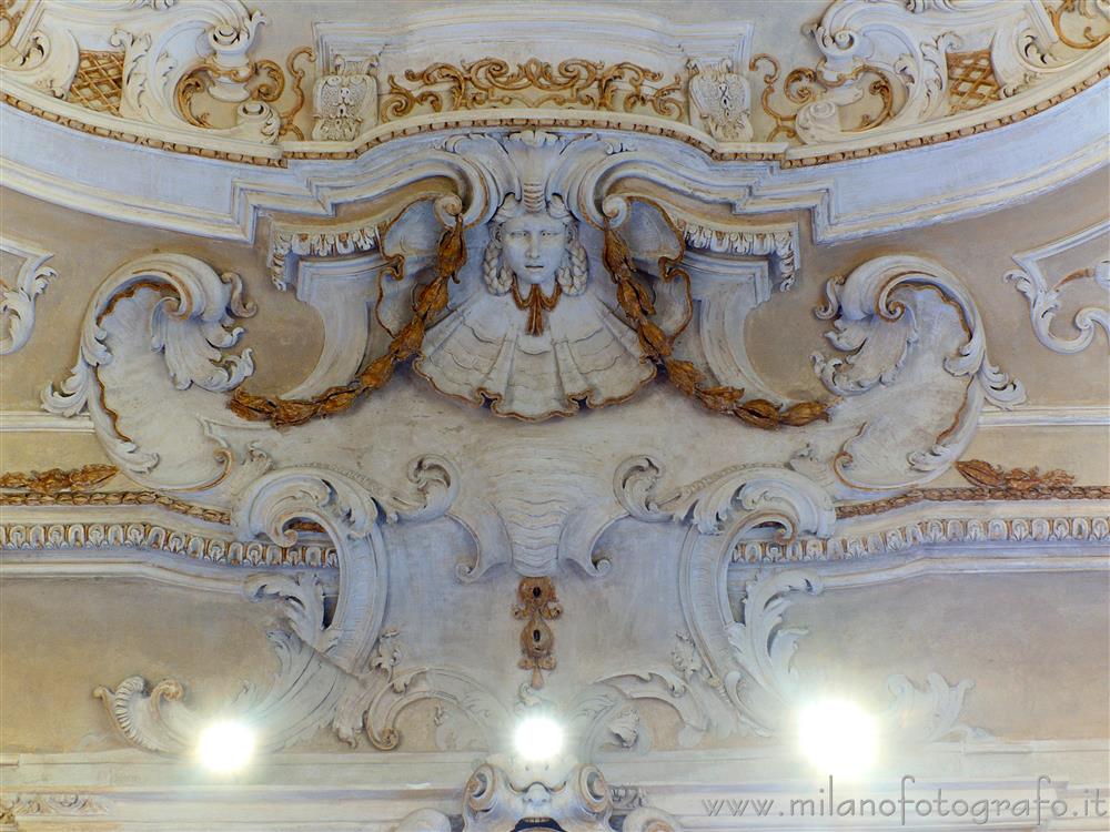 Arcore (Monza e Brianza, Italy) - Gilded stucco decorations in the oval hall of Villa Borromeo d'Adda